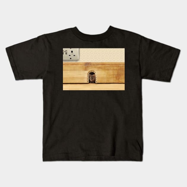 Mouse hole in a wall Kids T-Shirt by Simon-dell